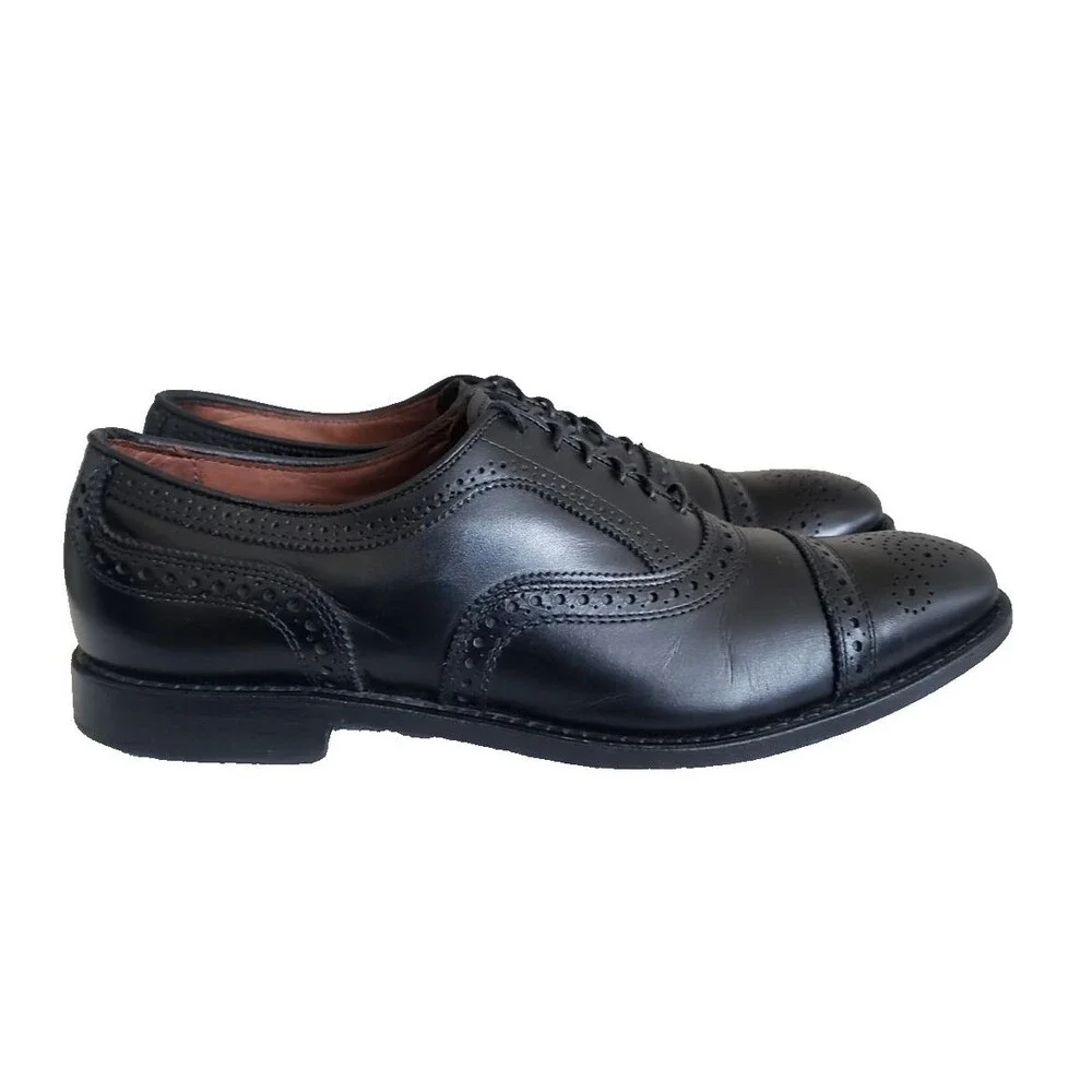 Allen Edmonds Strand Men's Size 10.5 B Black Leather Brogue Oxford Dress Shoes